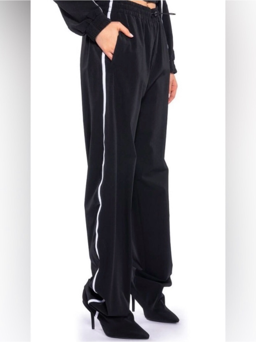 Azalea Wang Black Track Pants Boots